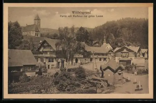 AK Wölfelsgrund, Strassenpartie mit Kurhaus zur guten Laune