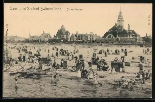AK Swinemünde, Partie mit Strandleben