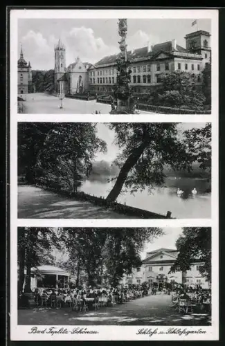 AK Teplitz Schönau / Teplice, Schloss und Schlossgarten