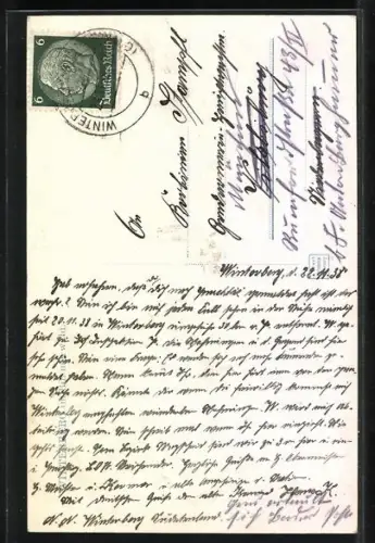 AK Winterberg im Böhmerwald, Totalansicht aus der Vogelschau