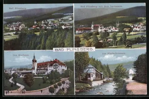 AK Bad Flinsberg, Kurhaus, Niederbrunnen, Ortsansicht
