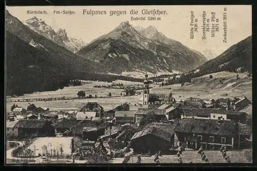 AK Fulpmes, Teilansicht gegen die Gletscher mit Kirchdach, Ilm-Spitze, Habicht
