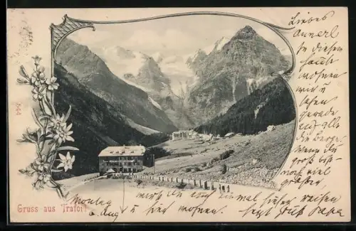 AK Trafoi, Gasthof zur schönen Aussicht mit Gletscherpanorama
