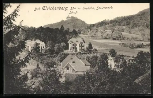 AK Bad Gleichenberg, Ortspartie mit Blick zum Schloss