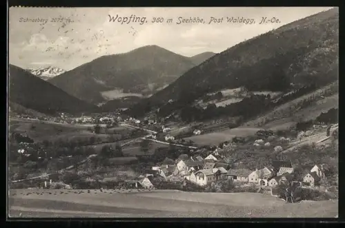 AK Wopfing, Totalansicht mit dem Schneeberg