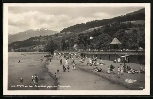 AK Millstatt am See, Strandbad gegen die Promenade