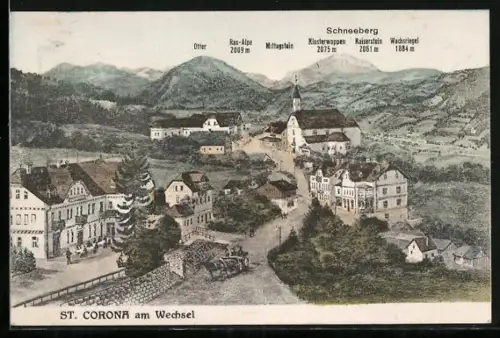 AK St. Corona a. Wechsel, Ortsansicht mit Kirche
