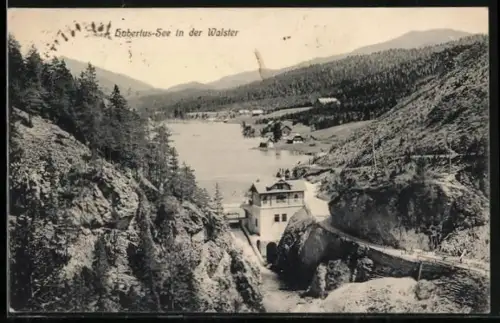 AK Mariazell, Hubertus-See, Blick auf den Staudamm