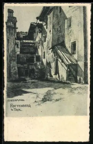 Künstler-AK Rattenberg /Tirol, Gebäudeansicht