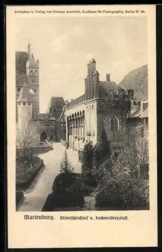 AK Marienburg / Malbork, Mittelschlosshof und Hochmeisterpalast