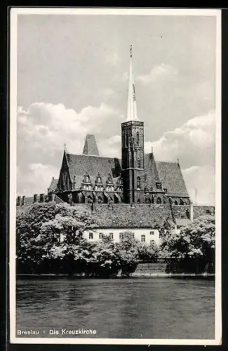 AK Breslau, Wasserpartie an der Kreuzkirche