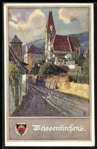 Künstler-AK Weissenkirchen, Weg zum Ort, Deutscher Schulverein