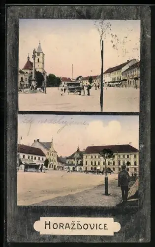 AK Horazdovice, Marktplatz mit Handlung Zlateho Jelena