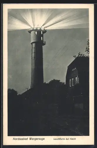 AK Wangerooge, Leuchtturm bei Nacht