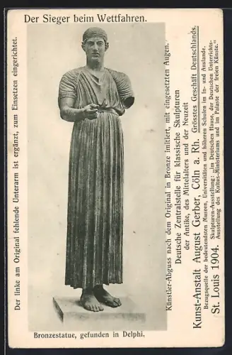 AK Delphi, Bronzestatue Der Sieger beim Wettfahren, Abguss der Deutschen Zentralstelle für klassische Skulpturen