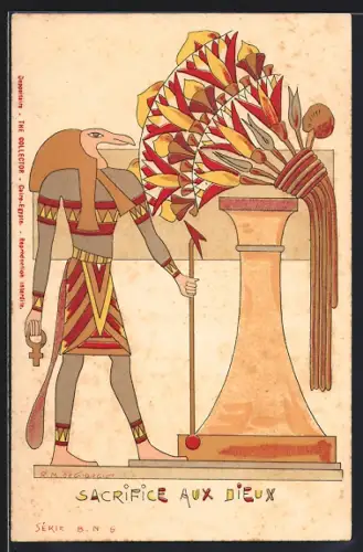 Künstler-AK Ägypten, Sacrifice aux Dieux, Opfergabe an die Götter