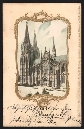 Präge-AK Köln, Der Dom, Ornament-Rahmen