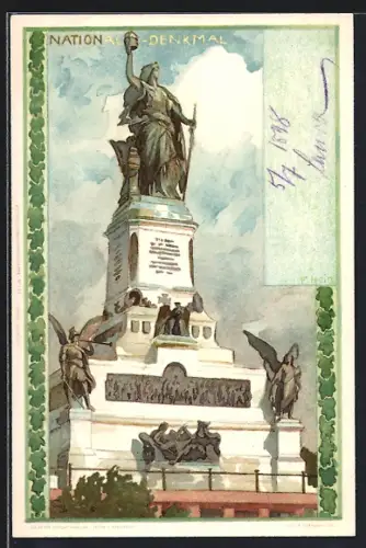 Künstler-AK Franz Hein: Niederwald, Nationaldenkmal