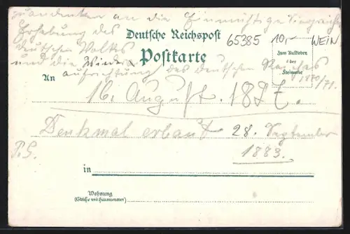 Lithographie Bingen / Rhein, Totalansicht mit Rüdesheim