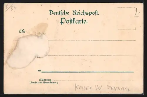 Künstler-AK Kyffhäuser, Kaiser Wilhelm-Denkmal aus der Vogelschau