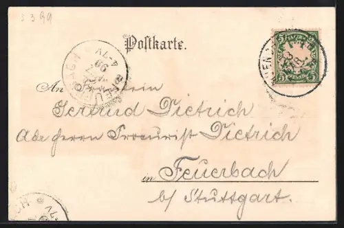 Lithographie München, Bavaria mit der Ruhmeshalle