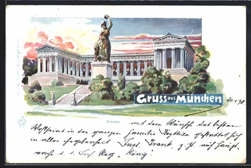 AK München, Bavaria im Abendlicht