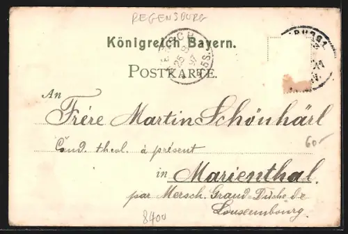 Lithographie Donaustauf, Walhalla, verschiedene Motive