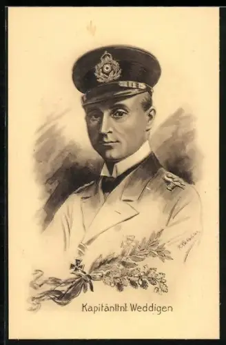 Künstler-AK Kapitänleutnant Weddigen in Uniform