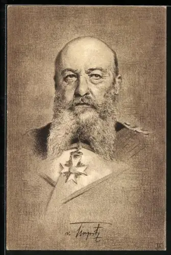 Künstler-AK Admiral Alfred von Tirpitz, Kopfportrait