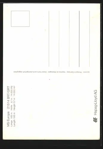 AK Passagierschiff MS Europa in Fahrt