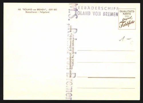 AK Passagierschiff MS Roland von Bremen in voller Fahrt