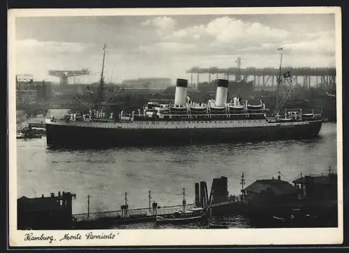 AK Hamburg, Passagierschiff Monte Sarmiento im Hafen