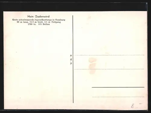 AK Hamburg, Jugend-Segelschiff Hein Godenwind im Hafen