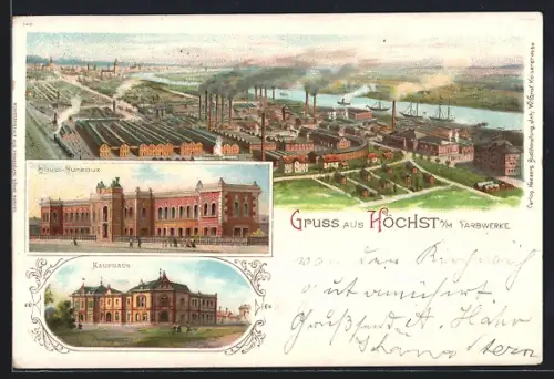 Lithographie Frankfurt-Höchst, Farbwerke, Haupt-Bureau, Kaufladen