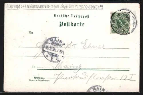 Lithographie Frankfurt-Westend, Palmengarten-Restaurant, Palmenhaus, Schweizer Haus