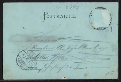 Mondschein-Lithographie Frankfurt a. M., Mainbrücke, Dom, Denkmal Kaiser Wilhelm I.