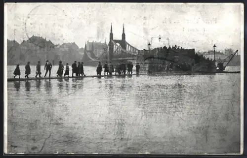 AK Frankfurt a. M., Hochwasser 1909, Alt-Frankfurt im Hochwasser