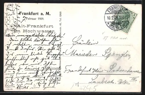 AK Frankfurt a. M., Hochwasser 1909, Alt-Frankfurt im Hochwasser