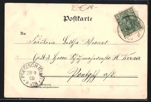 Lithographie Berlin, Potsdamer Platz, Potsdamer Bahnhof, Strassenbahnen