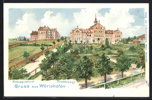 Lithographie Wörishofen, Kneippianum, Kinderasyl