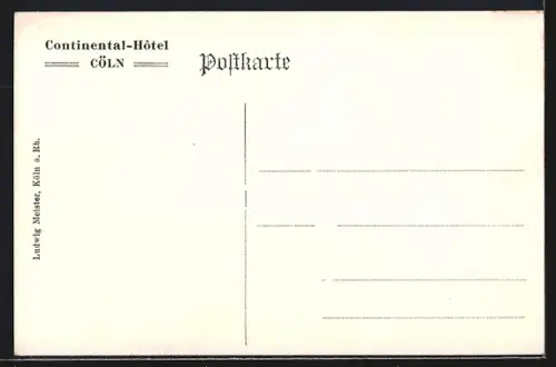 AK Köln, Continental-Hôtel, Dom