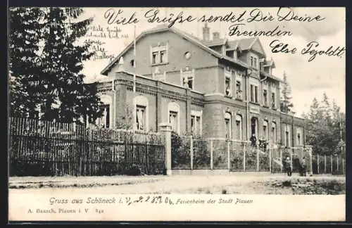 AK Schöneck i. V., Ferienheim der Stadt Plauen
