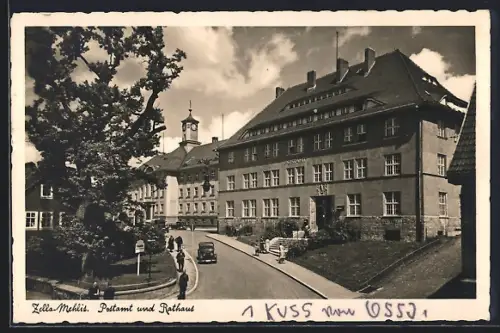 AK Zella-Mehlis, Postamt, Rathaus