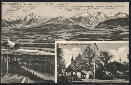 AK Taubenberg, Panorama, Blockhaus mit Kapelle