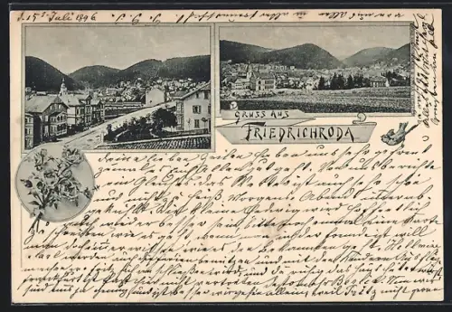 AK Friedrichroda, Ortsansicht mit Bergen