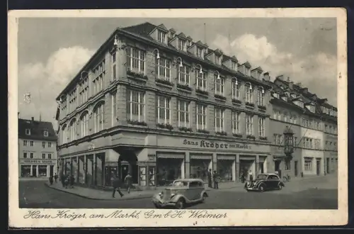 AK Weimar / Thüringen, Hans Kröger am Markt, Mode-Kaufhaus