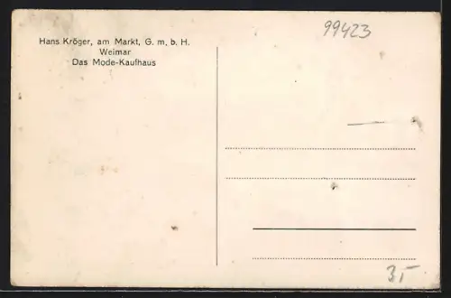 AK Weimar / Thüringen, Hans Kröger am Markt, Mode-Kaufhaus