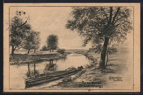 Künstler-Lithographie Oranienburg, Partie an der Havel