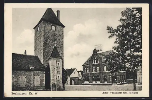 AK Seehausen / Altmark, Alter Wachturm und Postamt