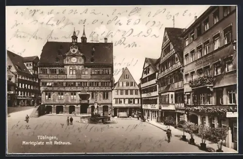 AK Tübingen, Marktplatz mit Rathaus